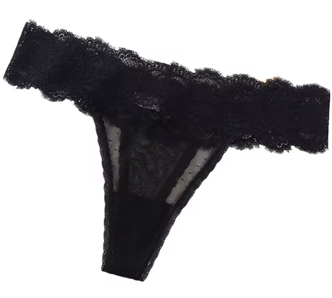 Tanga de encaje negro modelo libre